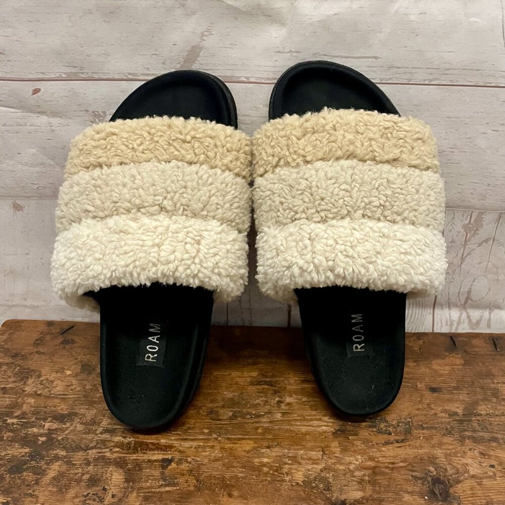 Roam Fuzzy Stripe Stack Flatform Slide Sandals - image 6